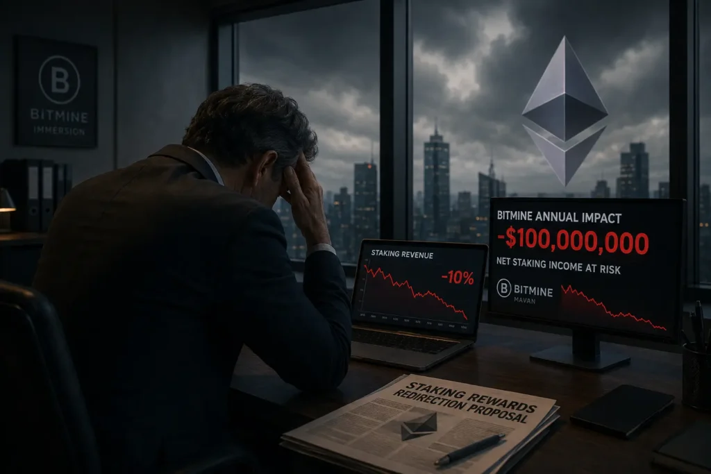 Ethereum staking-palkkiot uudelleenohjauspäätös laskee Bitmineen tuloja