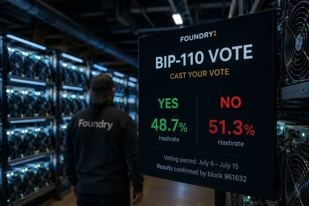 Foundryn Bitcoin-louhijat äänestävät BIP-110-softforkista
