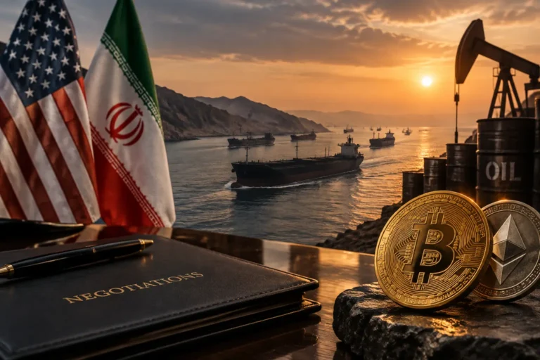 Hormuzinsalmen neuvottelut ja bitcoin: tankkerit salmessa, öljytynnyrit ja kryptokolikot