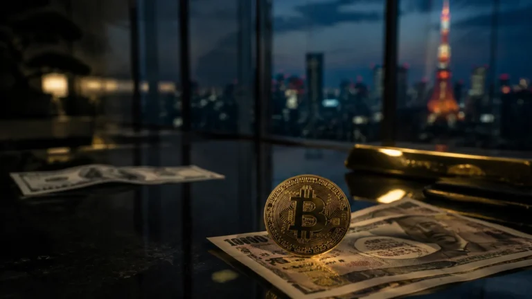 Jenin vahvistuminen tukee bitcoinia: bitcoin-kolikko jenisetelien päällä Tokion yössä