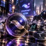 CoinGeckon eniten haetut altcoinit: Starknet STRK -kolikko keskellä, ympärillä PENGU-, PUMP-, ZEC- ja LINK-kolikot